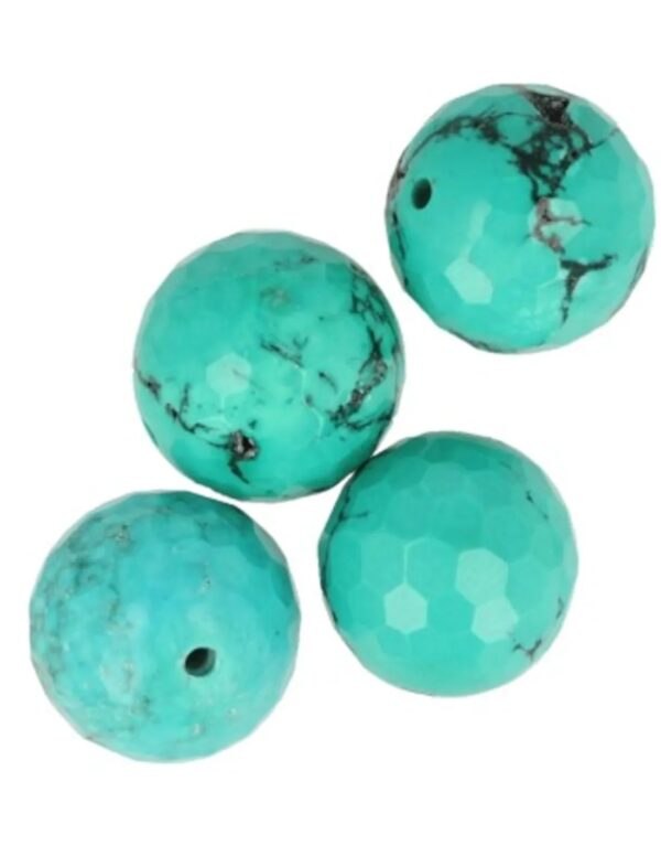 Turkoois kralen facet 14 mm - 4 st. (gekleurd)