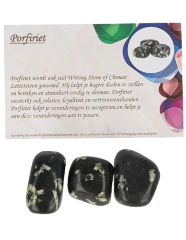 Porfiriet 50 gr. trommelstenen (mt3) met info