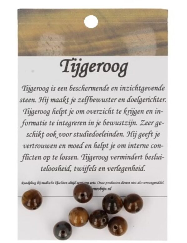 Tijgeroog kralen 8 mm - 8 st. - Image 2