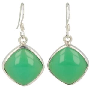 Chrysopraas zilveren oorbellen vierkant (gekleurd)