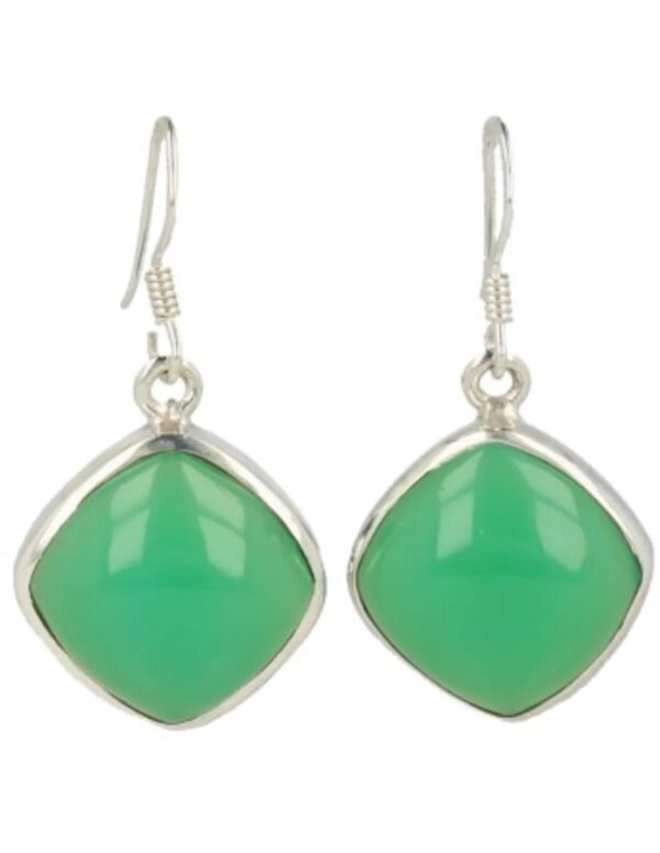 Chrysopraas zilveren oorbellen vierkant (gekleurd)