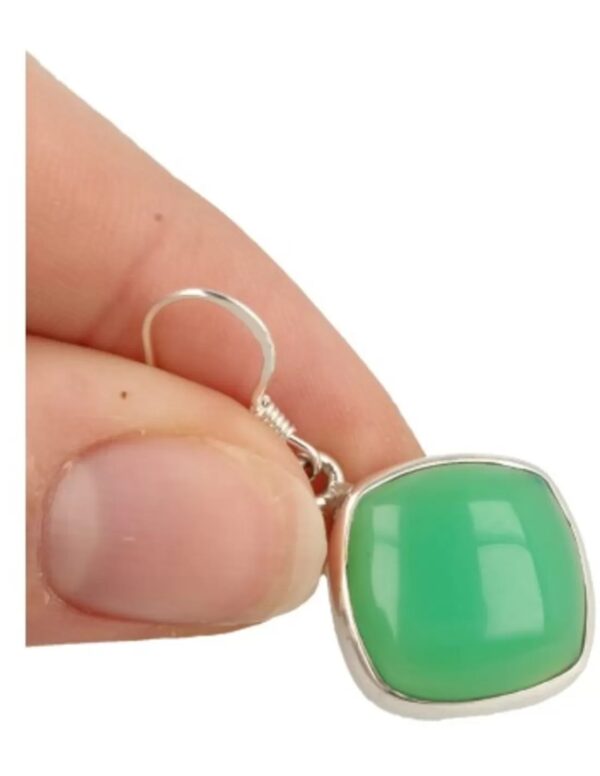 Chrysopraas zilveren oorbellen vierkant (gekleurd) - Image 3