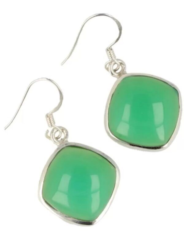 Chrysopraas zilveren oorbellen vierkant (gekleurd) - Image 5