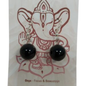 Onyx oorbellen bol 14 mm - Love Gems