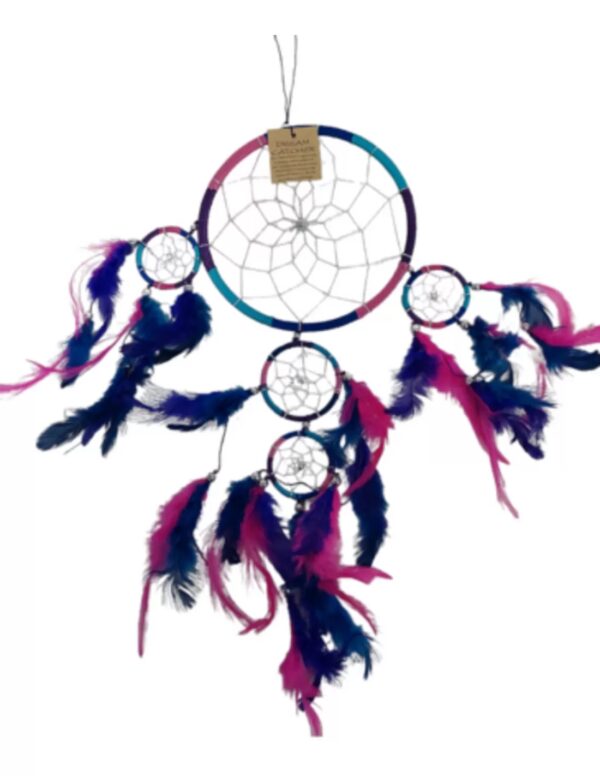 Dromenvanger - Alleen veren - Roze/Paars/Turquoise 17cm