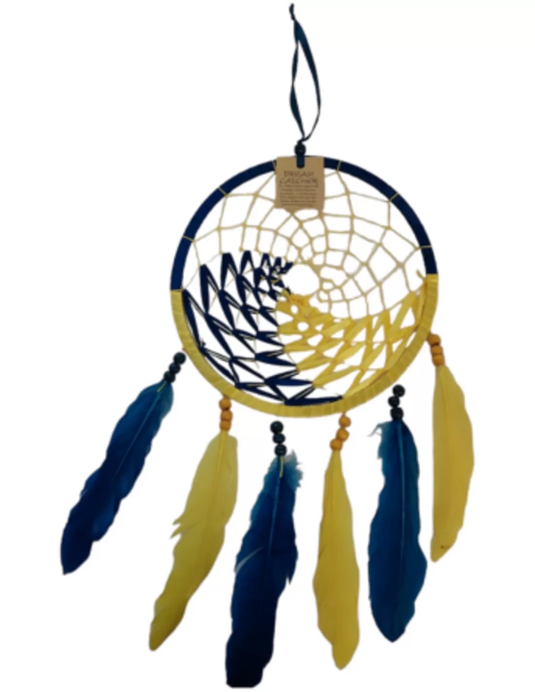 Dromenvanger dreamcatcher -22cm - Wave - Blauw & Geel