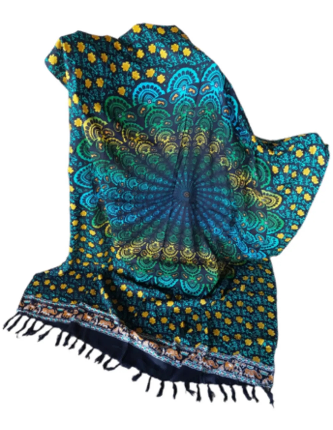Sarong - 015 - Mandala groen/oranje van Om Namaste - Pareo Saunadoek Wikkeljurk - Image 3