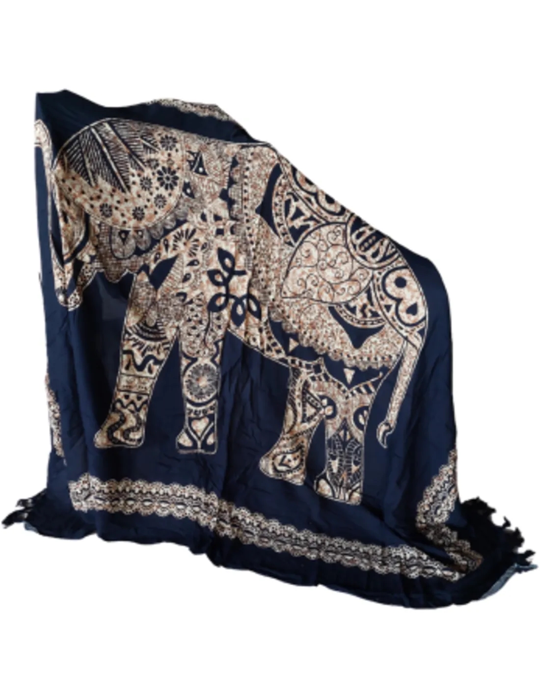Sarong - 022 - Olifant beige op zwart van Om Namaste - Pareo Saunadoek Wikkeljurk - Image 3