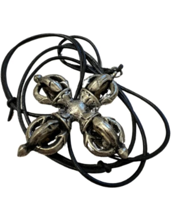 Vajra dubbele verzilverde hanger aan koord D12 - Image 3