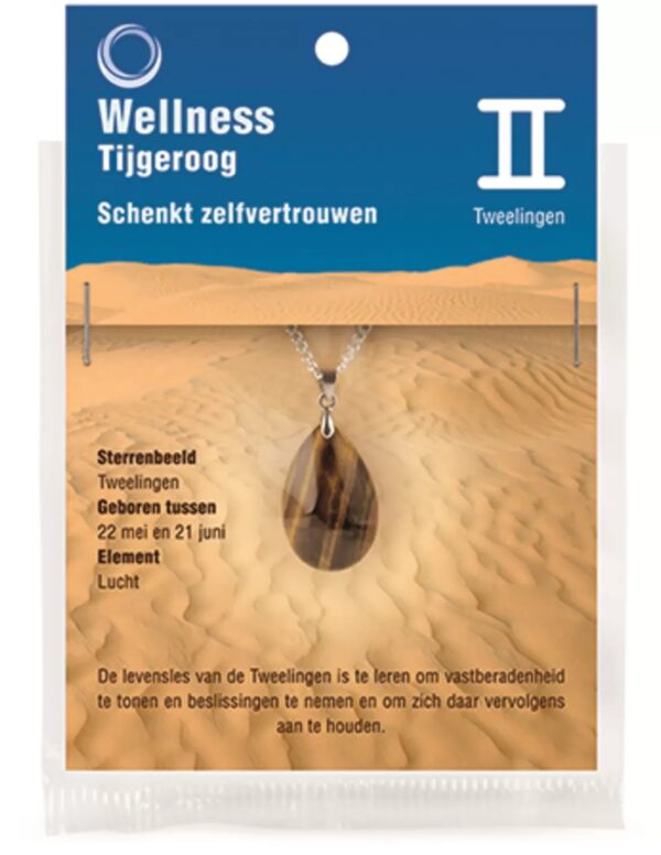 Sterrenbeeld hanger Tweelingen (Tijgeroog)