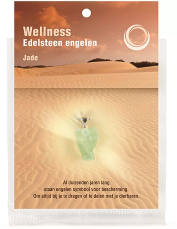 Engelen hanger + kaart Jade Serpentijn