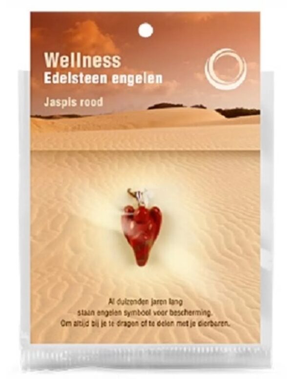 Engelen hanger + kaart Jaspis rood
