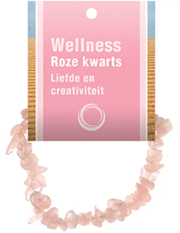 Roze kwarts splitarmband + kaart