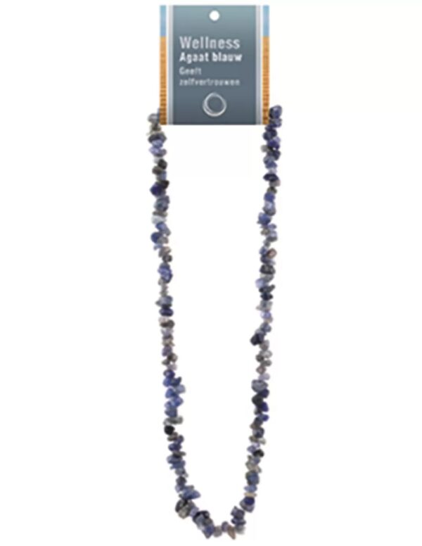 Agaat blauw splitketting + kaart (gekleurd)