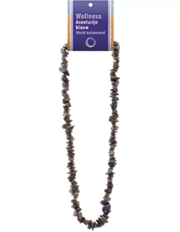 Aventurijn blauw splitketting + kaart