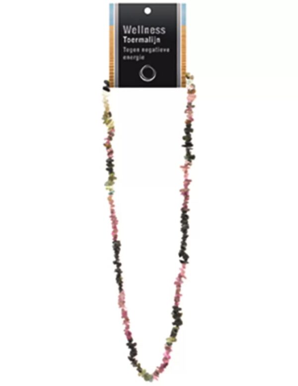 Toermalijn watermeloen splitketting + kaart (multi)