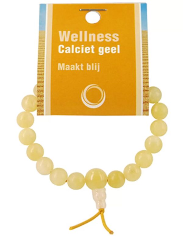 Calciet geel powerbead armband + kaart