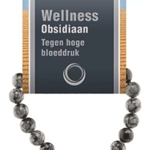 Obsidiaan sneeuwvlok powerbead armband + kaart