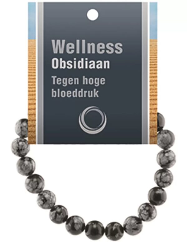 Obsidiaan sneeuwvlok powerbead armband + kaart