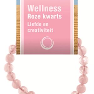Rozenkwarts powerbead armband + kaart