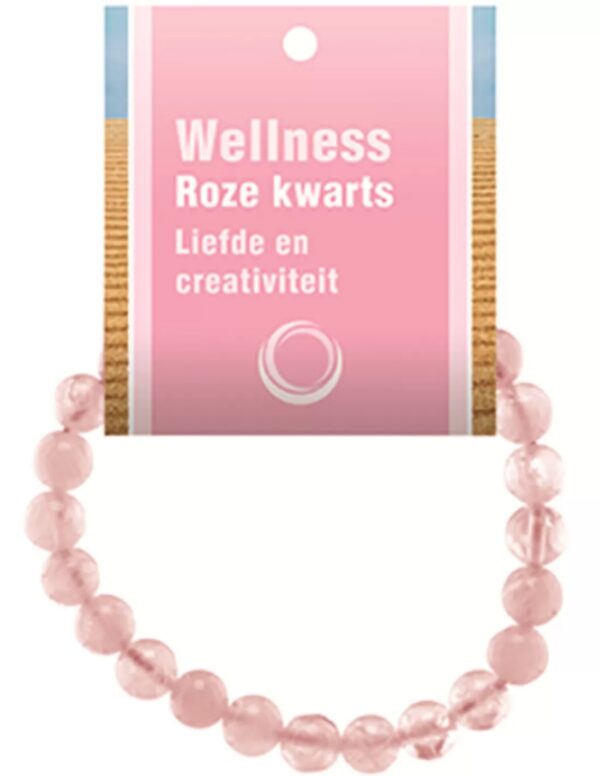 Rozenkwarts powerbead armband + kaart