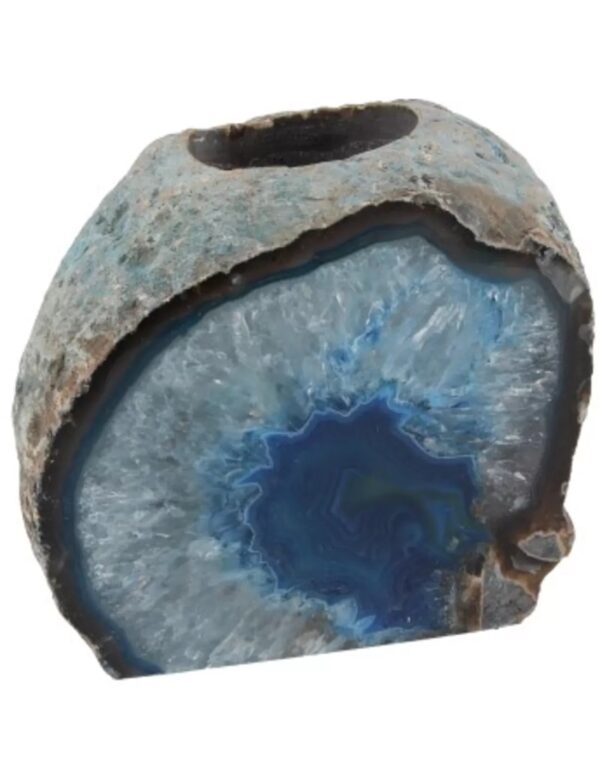 Agaat blauw theelichthouder (gekleurd)