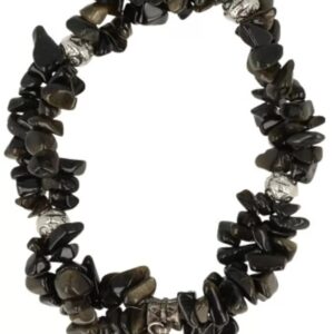 Obsidiaan zwart fashion armband dubbelstreng