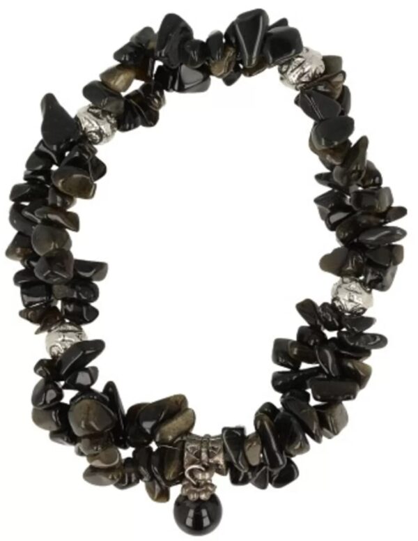 Obsidiaan zwart fashion armband dubbelstreng