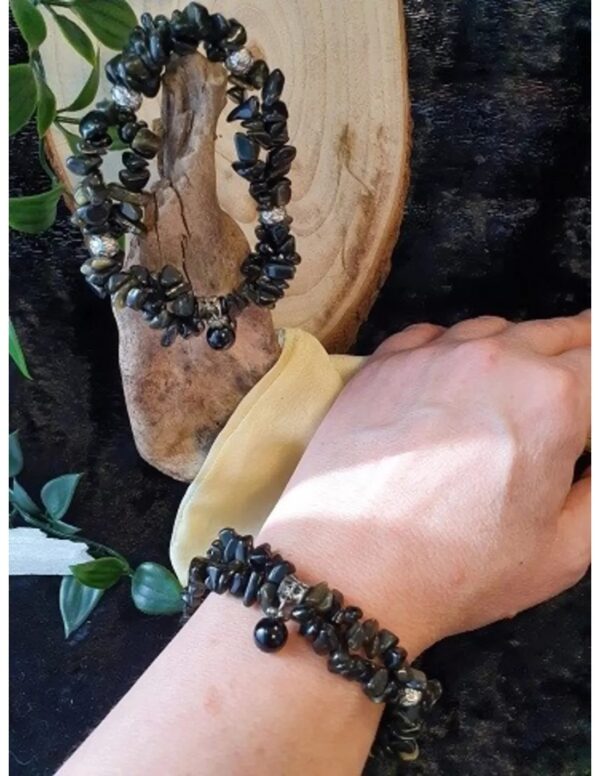 Obsidiaan zwart fashion armband dubbelstreng - Image 2