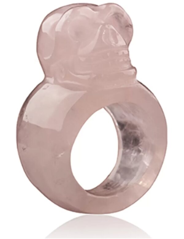 Roze kwarts schedel ring