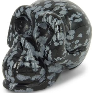 Obsidiaan sneeuwvlok edelsteen schedel klein
