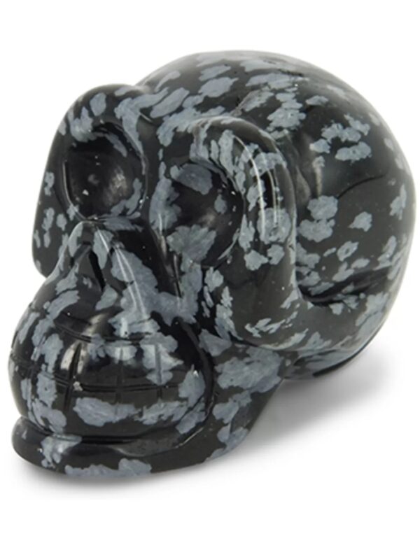 Obsidiaan sneeuwvlok edelsteen schedel klein