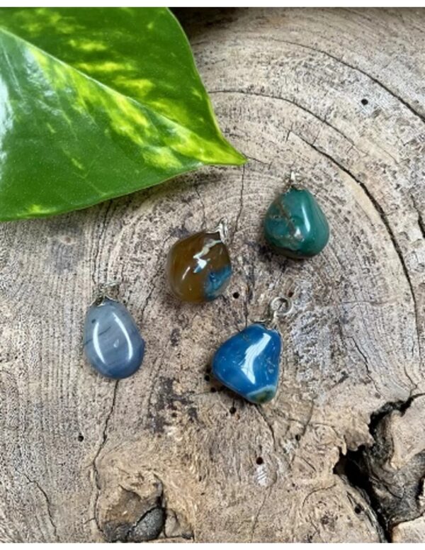 Agaat (gekleurd) blauw edelsteen hanger - Image 4