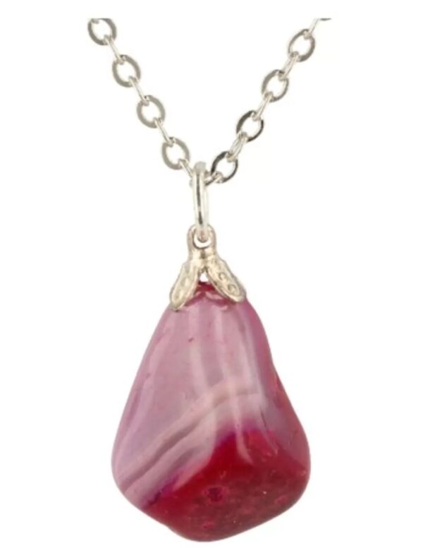 Agaat (gekleurd) roze edelsteen hanger - Image 3