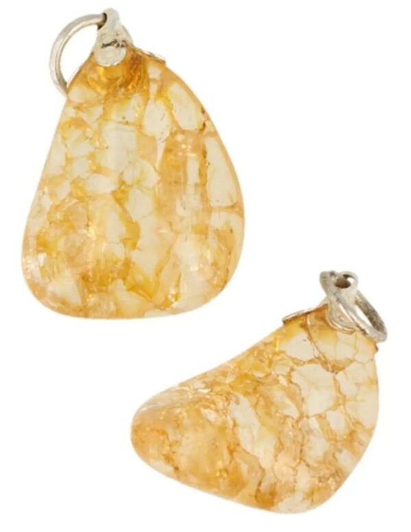 Bergkristal Edelsteen hanger crackle geel (gekleurd)