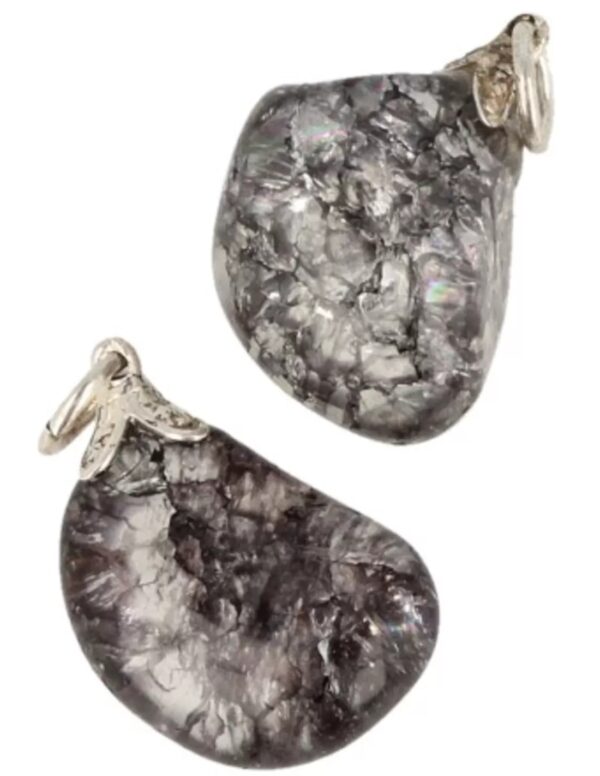Bergkristal edelsteen hanger crackle grijs (gekleurd)