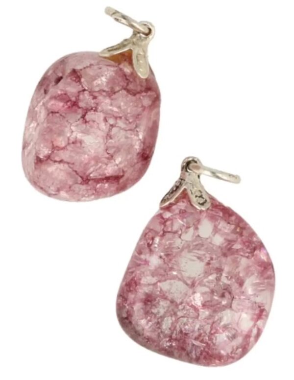 Bergkristal edelsteen hanger crackle roze (gekleurd)