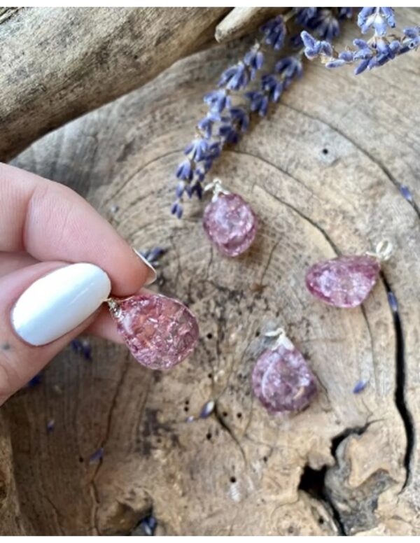 Bergkristal edelsteen hanger crackle roze (gekleurd) - Image 2