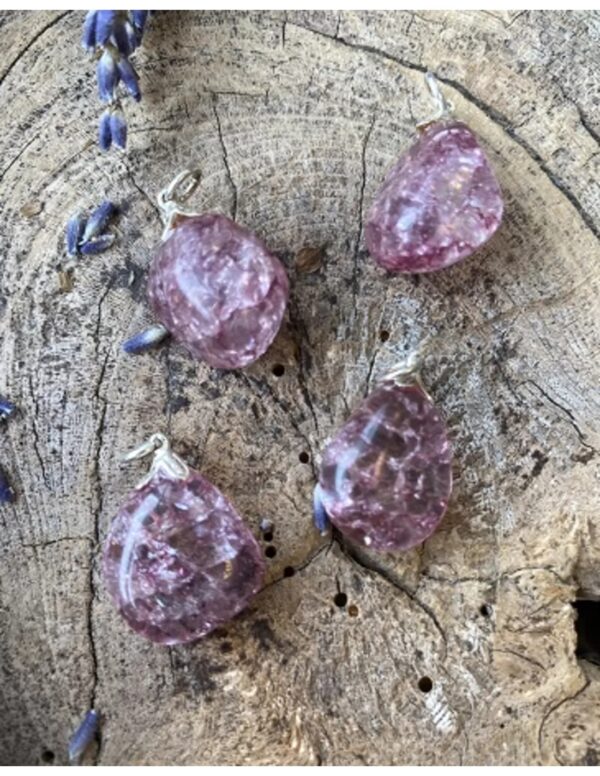 Bergkristal edelsteen hanger crackle roze (gekleurd) - Image 4