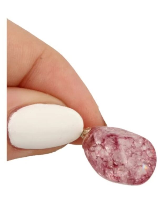 Bergkristal edelsteen hanger crackle roze (gekleurd) - Image 5