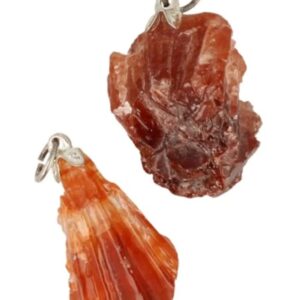 Calciet rood ruw edelsteen hanger