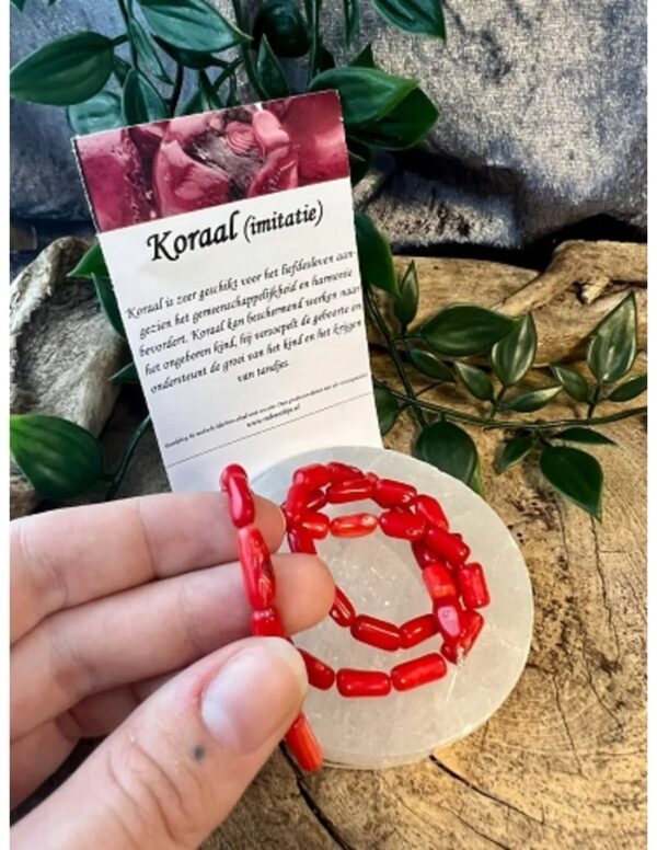 Koraal gladde staafjes kralen streng (imitatie) - Image 4