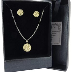 Shamballa set hanger / oorbellen geel