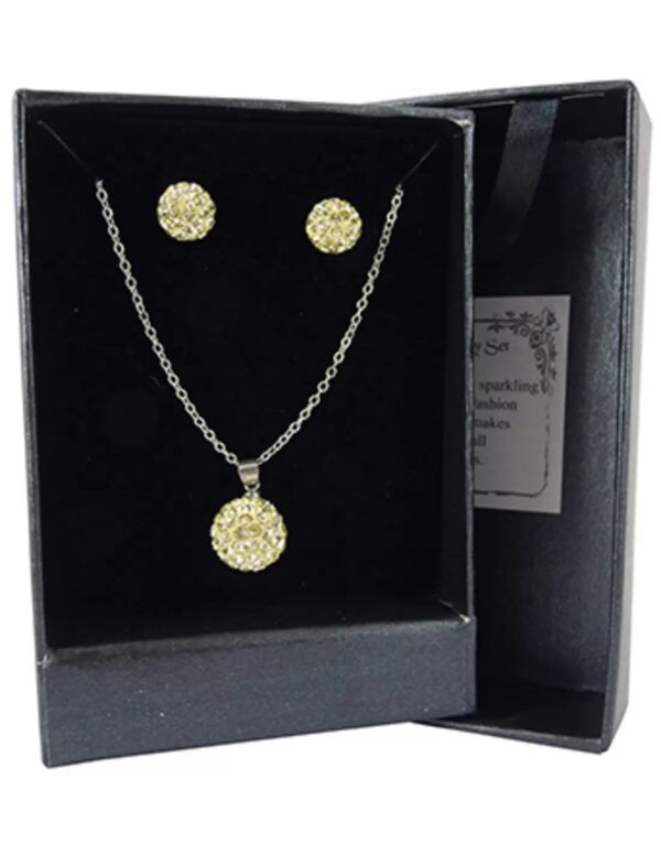 Shamballa set hanger / oorbellen geel