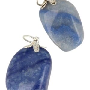 Blauwe kwarts edelsteen hanger