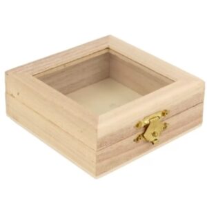 Verpakkingsdoosje / kistje hout met raam 90x90 mm