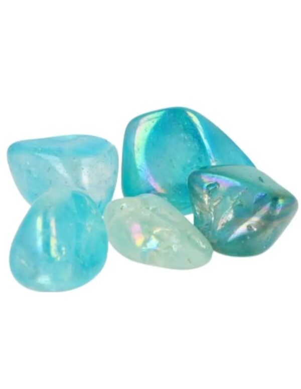Aqua Aura trommelstenen (mt2-3), per gram (gecoat)