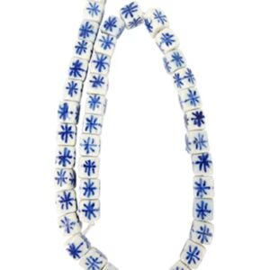 Delfts Blauw kralen streng vierkant 10 mm