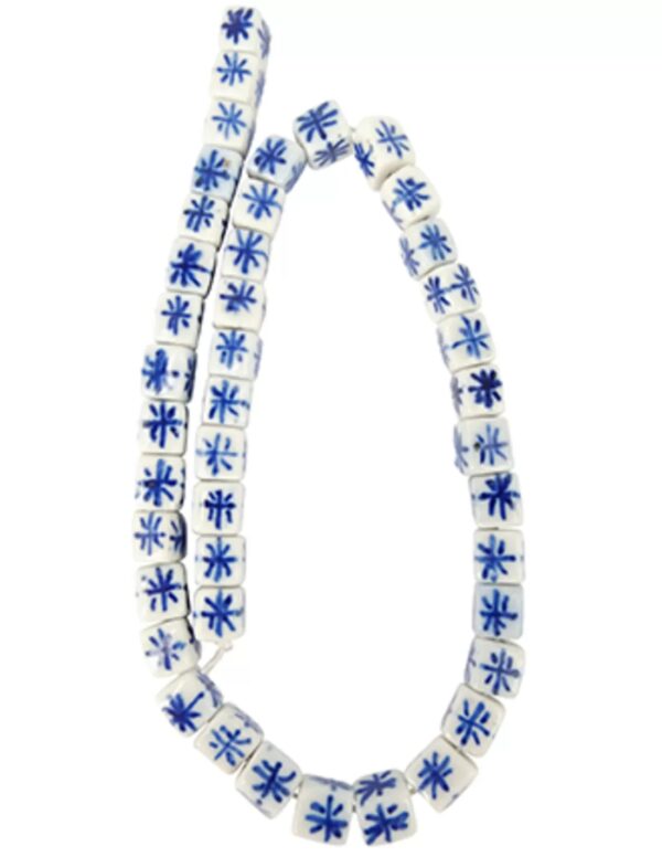 Delfts Blauw kralen streng vierkant 10 mm