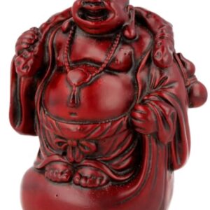 Boeddha rood, 9 cm, staand met kruik